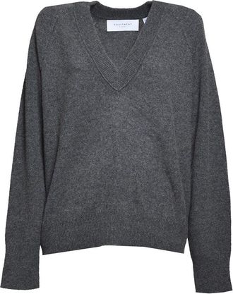 Equipment Grey Cashmere V-Neck Sweater