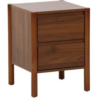 Sweeek Bedside table wood decor 2 drawers, Harmony, Walnut, 42x42x55 cm