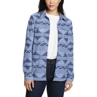Eddie Bauer Fast Fleece Button Up Long Sleeve Shirt Jacket In Light Blue