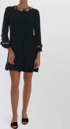 Dolce & Gabbana crystal-embellished crepe knee-length dress