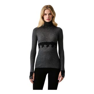 Patrizia Pepe Coltrui met kanten details - Dames - Truien - Grijs - Maat: S Wol
