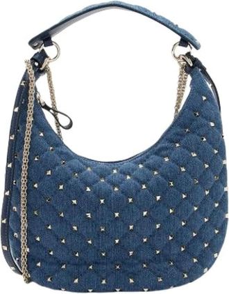 Valentino Pre-owned Shoulder Bags, female, Blue, Size: ONE SIZE Pre-owned Denim Shoulder Bag