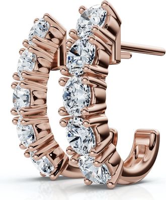 Pompeii3 1Ct Diamond Hoops Womens Earrings 10k Gold Lab Grown