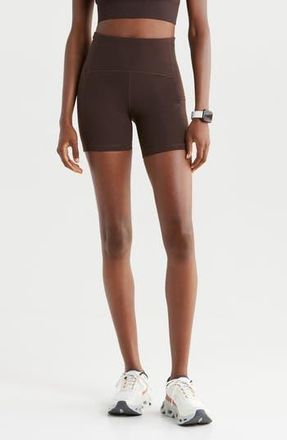 Zella Studio Luxe Pocket Bike Shorts in Brown Mole at Nordstrom Rack, Size Medium