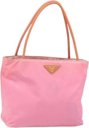 Prada Pre-owned Tote Bags, female, Pink, Size: ONE SIZE Pre-owned Nylon Tote Bag