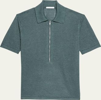Helmut Lang Mens Half-Zip Fine-Gauge Polo Shirt