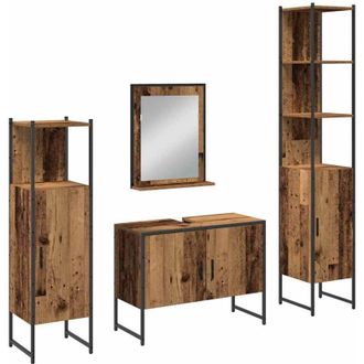 vidaXL Vidaxl - Juego De Muebles De Ba&ntilde;o 4 Pcs Marr&oacute;n 33 X 33 X 185.5 Cm