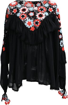 Alanui Embroidered Blouse in Black Cotton