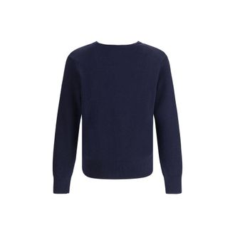 Ami Merino Wool Logo-Embroidered Cardigan - Navy