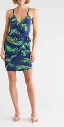 Loveappella Faux Wrap Sleeveless Dress in Navy Multi at Nordstrom Rack, Size X-Large