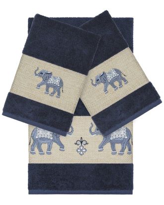 Linum Home Textiles Quinn Turkish Cotton 3pc Embellished Towel Set