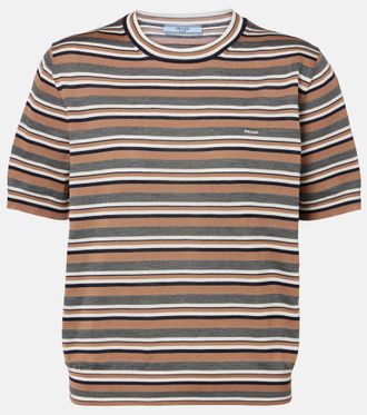 Prada T-shirt in cotone e seta a righe