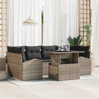 vidaXL Vidaxl - Conjunto De Sof&aacute; De Jard&iacute;n Manual 7 Pcs Gris 100 X 55 X 73 Cm