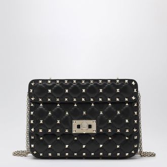 Valentino Garavani Mini Rockstud Spike top handle bag in black leather