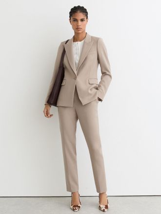 Reiss Stone Neutral Petite Slim-fit Suit Trousers, 10