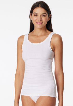 Schiesser Tanktop SCHIESSER Pure Rib, Damen, Gr. 44, weiss (wei&szlig;), Rippware, Obermaterial: 50% Baumwolle, 45% Modal, 5% Elasthan, figurbetont h&uuml;ftbedeckend, Run