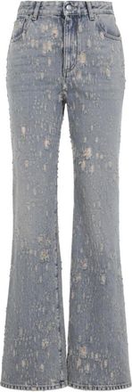Alexander McQueen Blue Flared High Rise Jeans