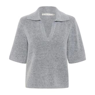 Gestuz Polo Shirts, female, Gray, Size: XL Blue Melange Polo Pullover Hoodie