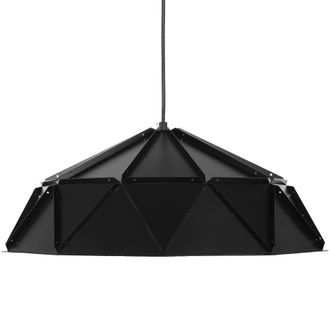 Beliani L&aacute;mpara Colgante De Metal Negro 120 Cm Forma Calada Geom&eacute;trica Pantalla Moderna Senia