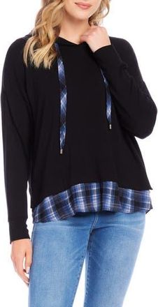 Karen Kane Contrast Hem Hoodie in Black at Nordstrom Rack, Size X-Small