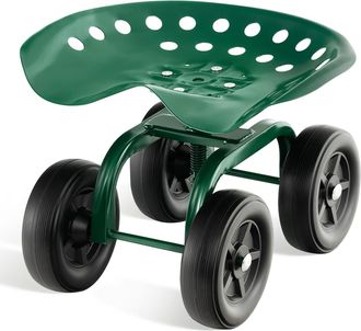 Costway Costway Carrito De Jard&iacute;n Con Asiento Giratorio De 360&deg; Y Altura Ajustable, Carro De Taburete De Jardiner&iacute;a Con Ruedas, Taburetes M&oacute;vil Para Jardiner&iacute;