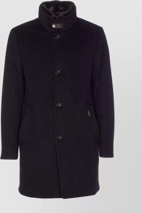 Moorer high neck long padded coat with fur