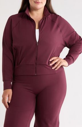 Zella Zen Track Jacket in Burgundy Stem at Nordstrom, Size 3X