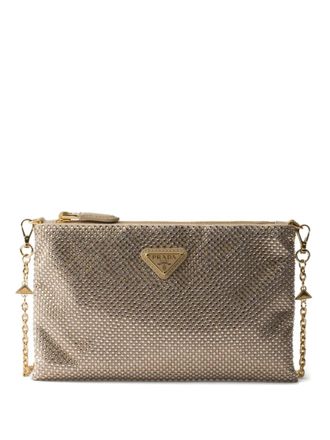 Prada Kleine clutch met kristallen studs - Beige