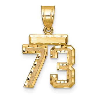 Diamond2Deal 14k Yellow Gold Small Brushed Diamond-cut Number Charm Pendant