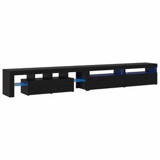 Berkfield Home TV Cabinets 3 pcs with LED Lights Black Oak Engineered Wood