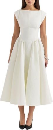 House of CB Debutante Backless Midi Dress in Ivory at Nordstrom, Size X-Small