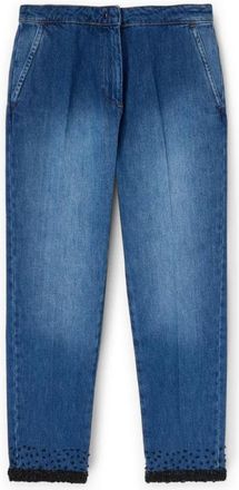 Motivi Chino jeans met kraalborduurwerk - Dames - Slim Fit Jeans - Blauw - XS - Katoen - Jeans
