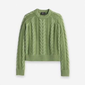 Pendleton Womens Cotton Cable Sweater In Spruce