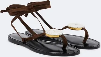 Amanu Studio Vamizi embellished suede thong sandals