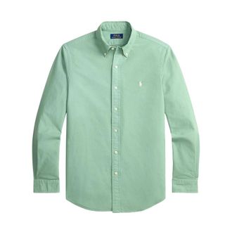 Polo Ralph Lauren Casual Shirts, male, Green, Size: XL Custom Fit Garment-Dyed Oxford Shirt