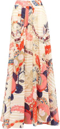 Christian Lacroix stripe floral kaleidoscope print maxi skirt