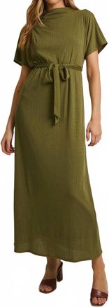 Gilli Cadence Mock Neck Maxi Dress In Olive Knit