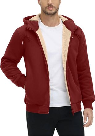 Generic Fleece Jackets Men Women Winter Soft Warm Oversized Hoodie Sherpa Fleece Coats Long Sleeve Zipper Pullover Tops Windproof Thicked Jackets Fuzzy Plush 