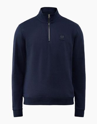 Belstaff Mens Belstaff Curator Quarter Zip Sweatshirt Dark Ink - Navy - Size: 40