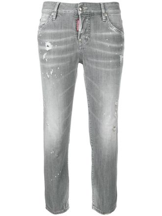 Dsquared2 stonewashed skinny crop jeans - women - Cotton/Spandex/Elastane/Polyester/Cotton - 38 - Grey