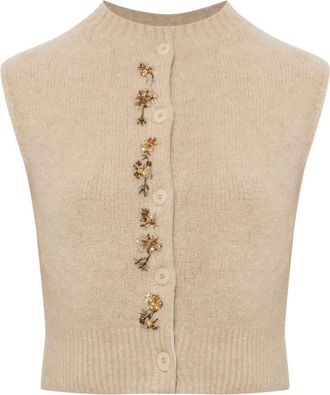 Forte_Forte Gilet Decorato - - Knitwear - Donna - Beige - M