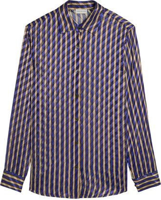Dries Van Noten Clavelly Striped Devor&eacute; Shirt - Purple - 38 (UK10 / S)