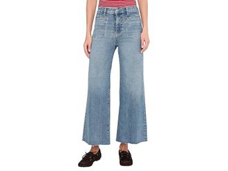 Madewell Patch Pocket Flared Wide Leg Jeans with Raw Hem in Shalimar Wash Womens Jeans Shalimar Wash : 30 27, Cotton/Denim/Elastane