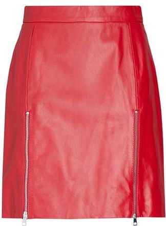 8 by YOOX LEATHER ZIP-UP SPLIT MINI SKIRT
