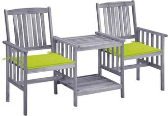 vidaXL Sillas De Jard&iacute;n Con Mesita Y Cojines Madera Maciza Acacia Vidaxl