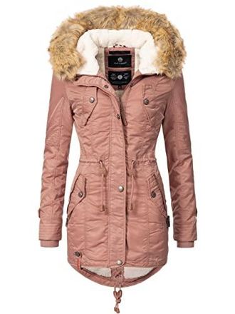Manteau D'hiver Femme Navahoo Wooly - Style Trench Parka, Aspect Laine, Coupe Cintrée, Tailles XS à 3XL - 4