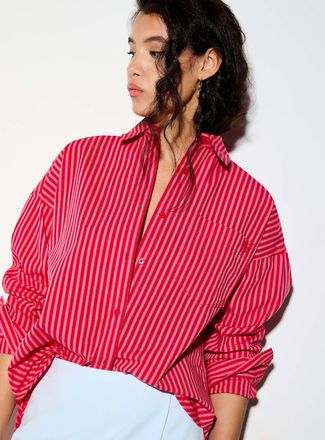 Icone Womens Striped oversized poplin shirt