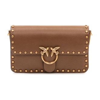 Pinko Love One Slouchy Baby Schoudertas - Dames - Schoudertassen - Bruin - ONE Size - Katoen - Tassen