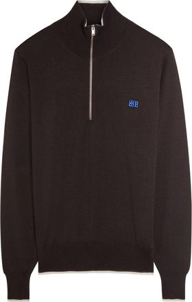 Wales Bonner Wales Bonner Logo-embroidered Fine-knit Merino Wool Jumper - Dark Brown - XL