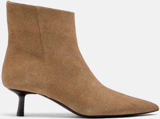 Stradivarius Stivaletti in pelle beige con tacchetti a spillo-Neutro